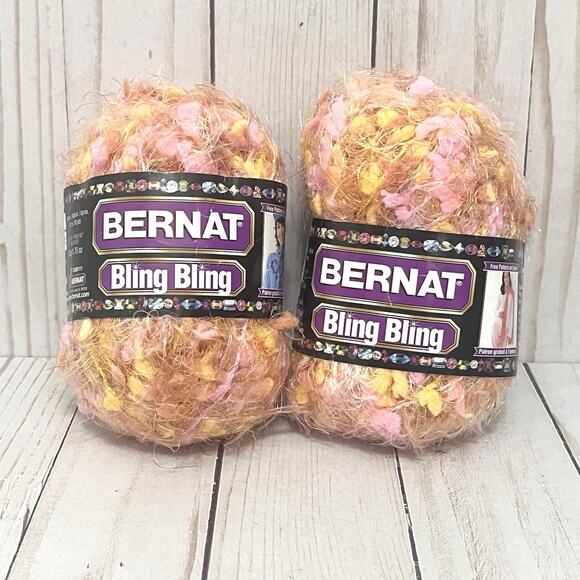 Bernat Bling Bling Yarn Twinkle Toes 90Yds ea 100% Nylon Bulky 5 Lot of 2 Skeins - Picture 1 of 5